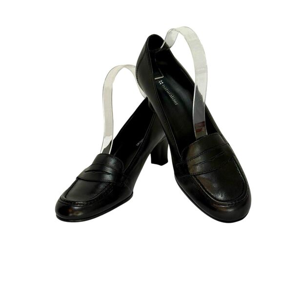 Naturalizer 8.5 Black Penny Loafer Leather Mid Heel Height Chunky Pumps Business - Picture 11 of 11